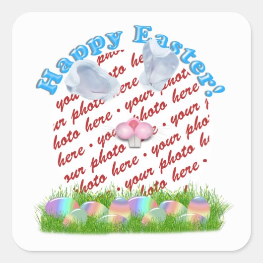 Easter Bunny (Ears & Nose Adjustable) Photo Frame Vierkante Sticker (Voorkant)