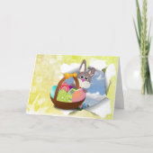 Easter Bunny Egg Basket Feestdagen Kaart (Voorkant)