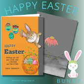 Easter Bunny EGG-CITING Oranje illustratie Feestdagen Kaart