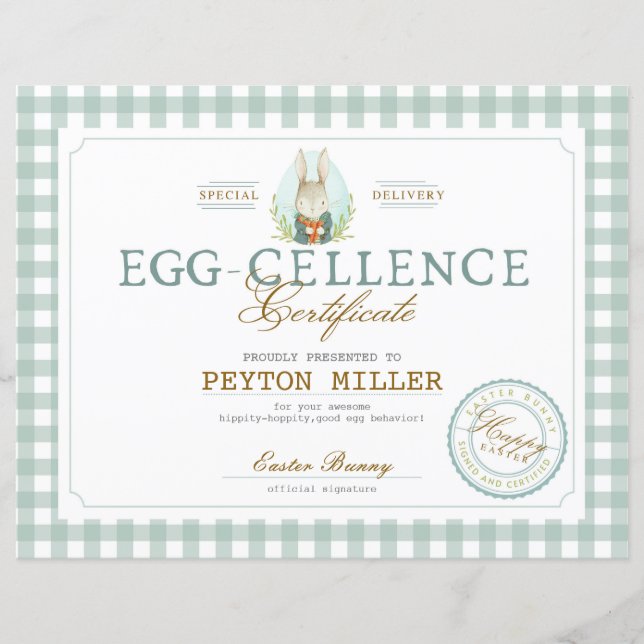 Easter Bunny Egg-excellence Certificaat (Voorkant)