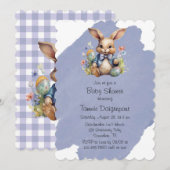 Easter Bunny Eggs and Flowers Baby shower Kaart (Voorkant / Achterkant)