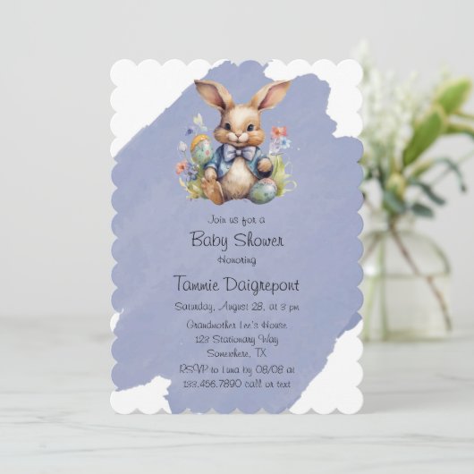 Easter Bunny Eggs and Flowers Baby shower Kaart (Staand voorkant)