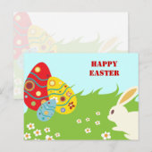Easter bunny, eggs and flowers custom postcard feestdagenkaart (Voorkant / Achterkant)