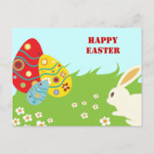 Easter bunny, eggs and flowers custom postcard feestdagenkaart (Voorkant)