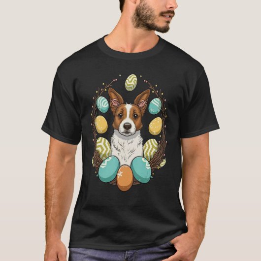 Easter Bunny Eggs Dog on Easter Jack Russell Terri T-shirt (Voorkant)