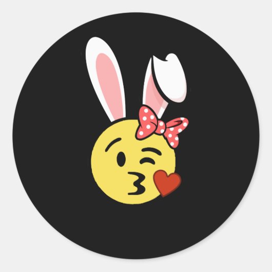 Easter Bunny Emoji Ronde Sticker (Voorkant)