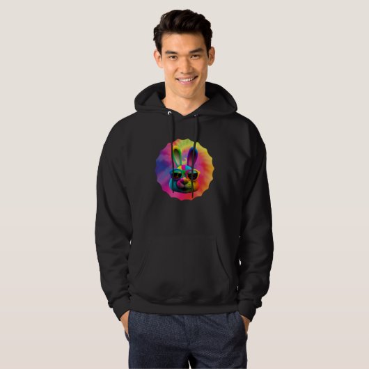 Easter Bunny Face Easter Rabbit cool Easter Bunnie Hoodie (Voorkant volledig)
