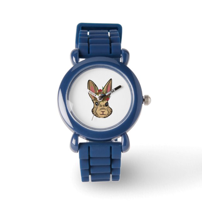 Easter Bunny Face Flower With Rabbit Easter Egg Horloge (Voorkant)