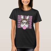 Easter Bunny Face Glasses Leopard Happy Easter Day T-shirt (Voorkant)