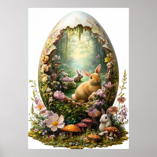 Easter Bunny Fantasy Forest Egg Poster (Voorkant)