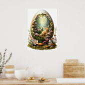 Easter Bunny Fantasy Forest Egg Poster (Keuken)