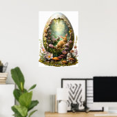 Easter Bunny Fantasy Forest Egg Poster (Thuiskantoor)