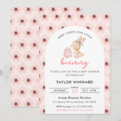 Easter Bunny Floral Baby Shower Kaart (Voorkant / Achterkant)