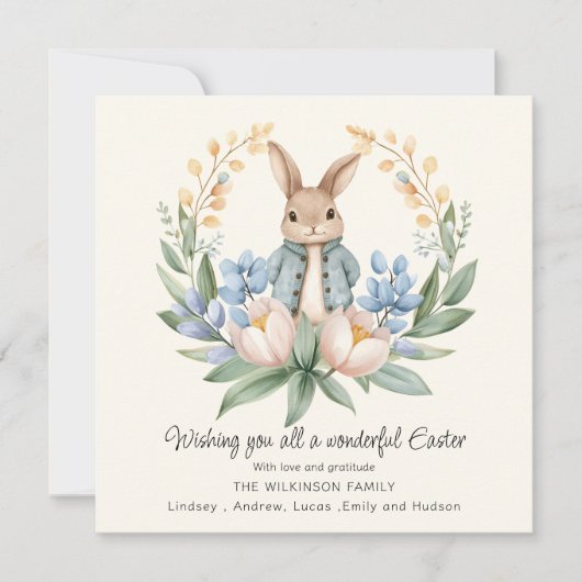 Easter bunny Floral Easter Greeting Card Kaart (Voorkant)