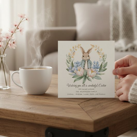 Easter bunny Floral Easter Greeting Card Kaart