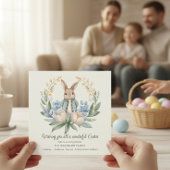 Easter bunny Floral Easter Greeting Card Kaart