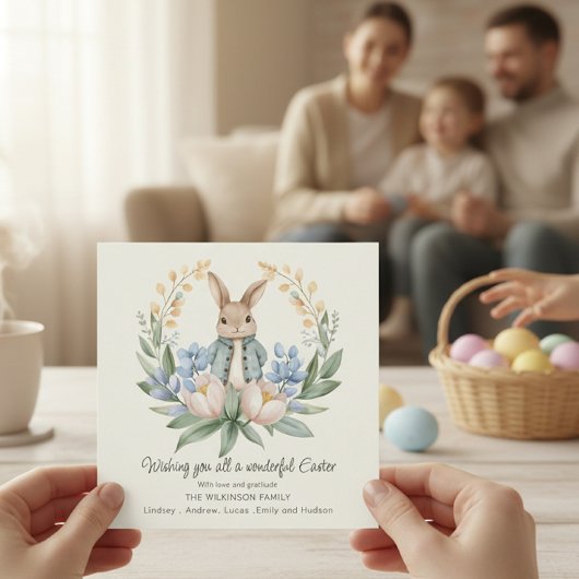 Easter bunny Floral Easter Greeting Card Kaart