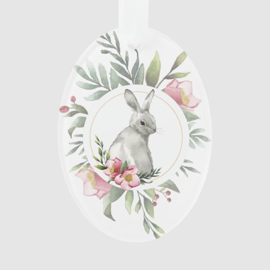 Easter Bunny Floral ontwerp Ornament (voorkant)