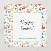 Easter Bunny Floral Pattern Wenskaart (Voorkant / Achterkant)