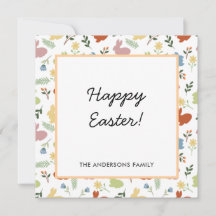 Easter Bunny Floral Pattern Wenskaart