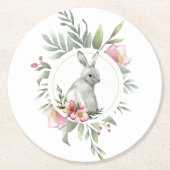 Easter Bunny Floral  Ronde Kartonnen Onderzetter (Voorkant)