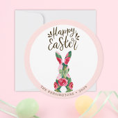  Easter Bunny Floral Wenskaart Feestdagenkaart