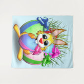Easter Bunny Funny and Cute Character Biting an Eg Wandkleed (Voorkant (horizontaal))