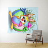 Easter Bunny Funny and Cute Character Biting an Eg Wandkleed (In Situ (horizontaal))