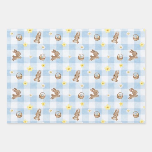 Easter Bunny Gingham Wrapping Paper Sheets (Voorkant 3)