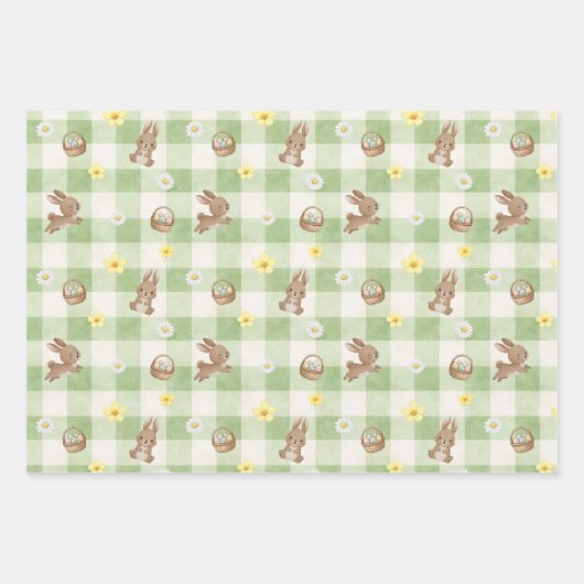 Easter Bunny Gingham Wrapping Paper Sheets (Voorkant)
