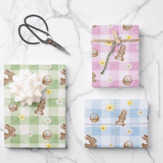Easter Bunny Gingham Wrapping Paper Sheets (Voorkant)