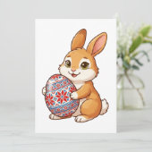 Easter Bunny Glossy Greeting Card | Minimalist Feestdagenkaart (Staand voorkant)