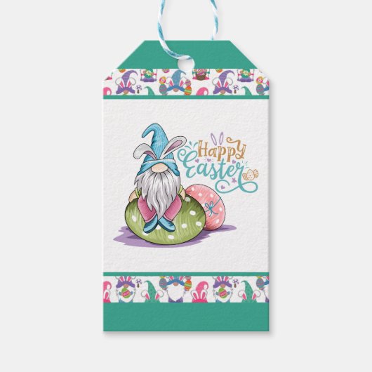 Easter Bunny Gnomes Cadeaulabel (Voorkant)