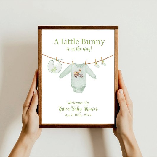 Easter Bunny Green Clothesline Baby shower Welkom Poster