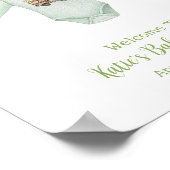 Easter Bunny Green Clothesline Baby shower Welkom Poster (Hoek)