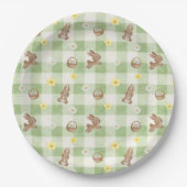 Easter Bunny Green Gingham Papieren Bordje (Voorkant)