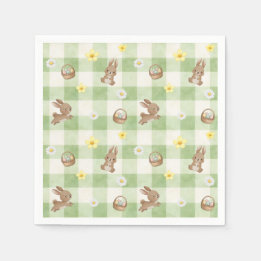 Easter Bunny Green Gingham Servet