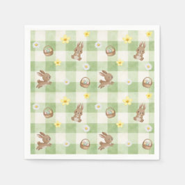 Easter Bunny Green Gingham Servet
