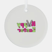 Easter Bunny Happy Easter Eggs Glas Ornament (Achterkant)