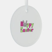 Easter Bunny Happy Easter Eggs Glas Ornament (Voorkant Rechts)