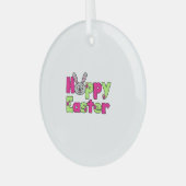 Easter Bunny Happy Easter Eggs Glas Ornament (Voorkant links)