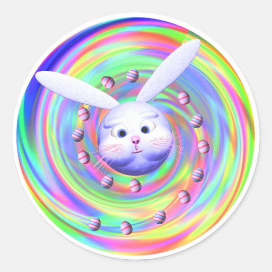 Easter Bunny Head Spin Ronde Sticker (Voorkant)