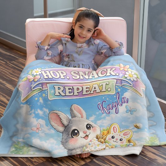 Easter Bunny Hop Snack Repeat Pastel  Fleece Deken