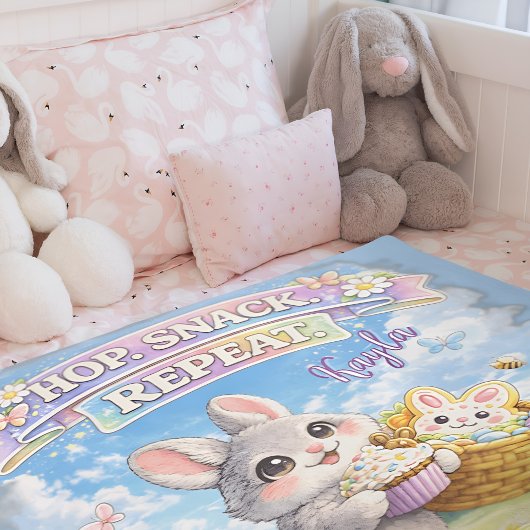 Easter Bunny Hop Snack Repeat Pastel  Fleece Deken