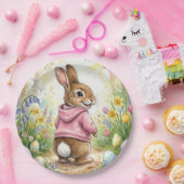 Easter Bunny in a Spring Garden Papieren Bordje (Feest)