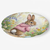 Easter Bunny in a Spring Garden Papieren Bordje (Gekanteld)