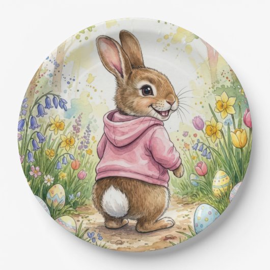 Easter Bunny in a Spring Garden Papieren Bordje (Voorkant)