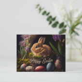 Easter Bunny in eggs nest cute Briefkaart (Staand voorkant)