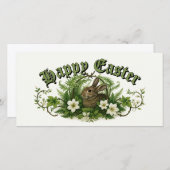 Easter Bunny In Floral Foliage Feestdagenkaart (Voorkant / Achterkant)