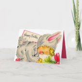 Easter Bunny kind Holiday bericht toevoegen Feestdagen Kaart (Voorkant)